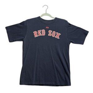 Majestic Boston Red Sox #15 Dustin Pedroia MLB Baseball Youth 14/16 Navy T-shirt